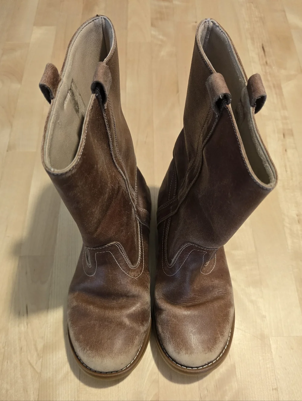 Elephantito Leather Pull-On Boots Size 4 Big Kids